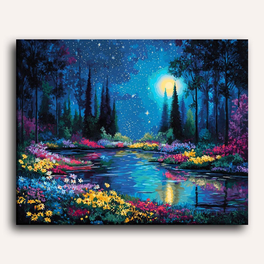 Starry night garden | Paint by Number - Image 2