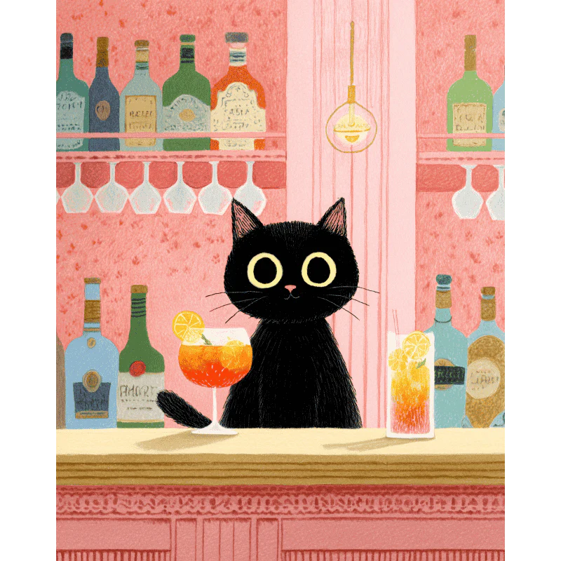 The black cat at the bar | Paint by Number