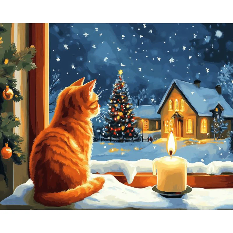The Cat by the Candlelight | Paint by Number