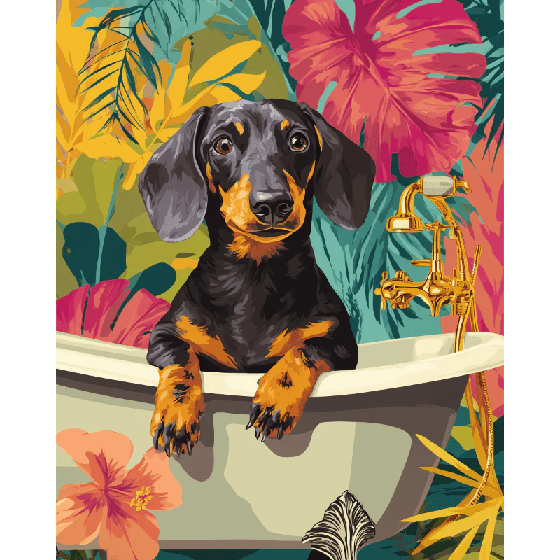 Tropical dachshund | Paint by Number