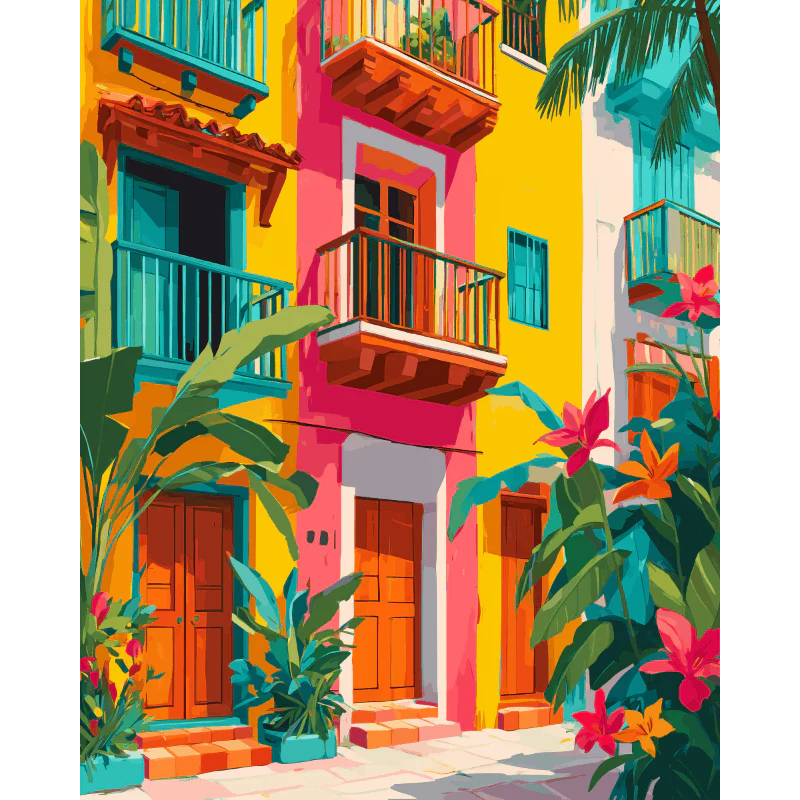Tropical Facades | Paint by Number