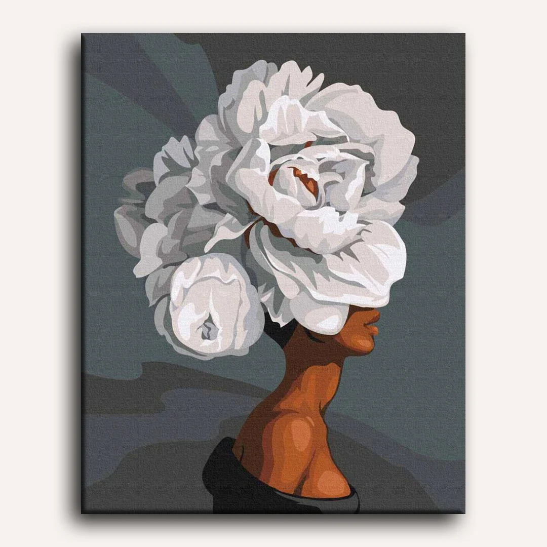 Woman with Flowery Hair | Paint by Numbers - Image 2