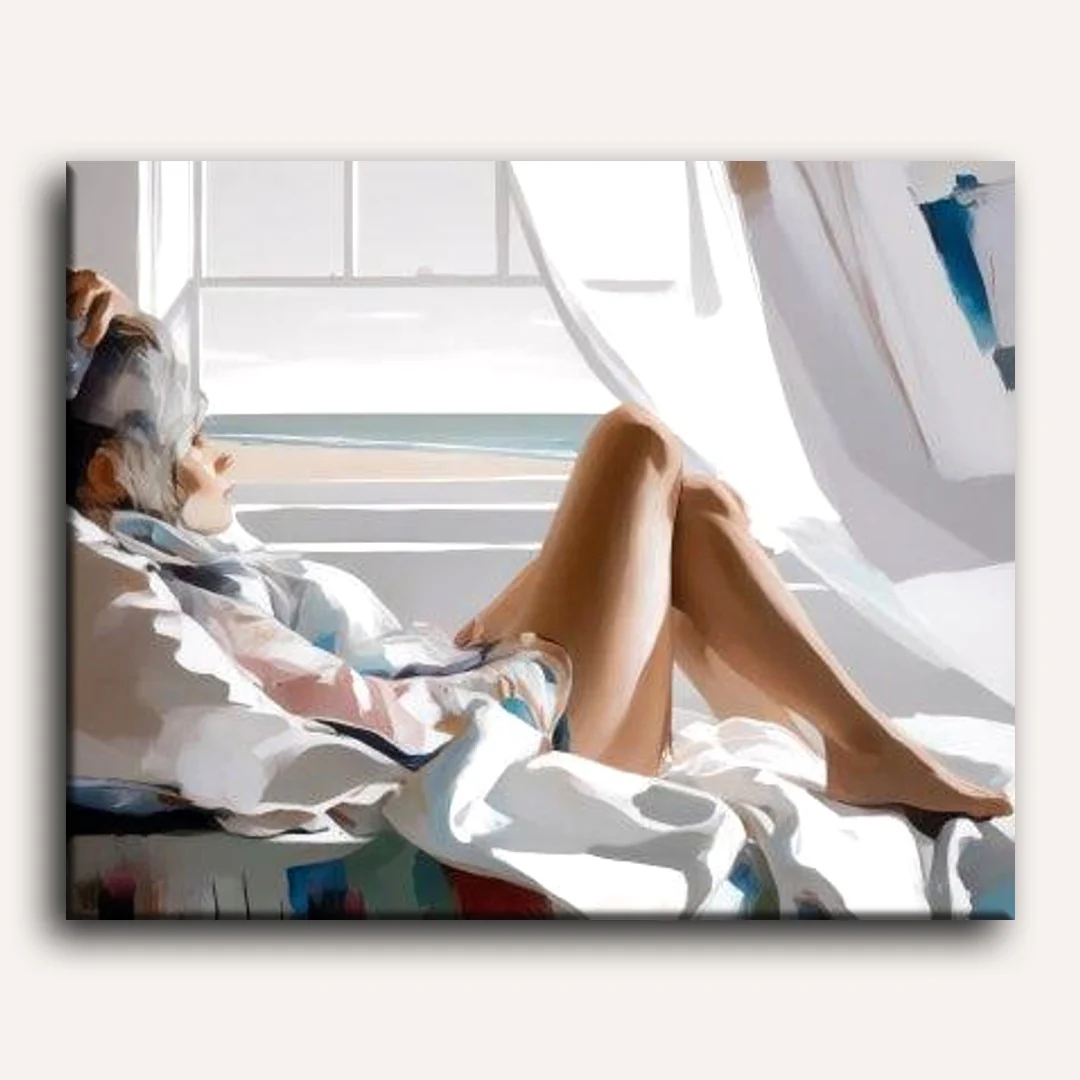 Woman with Sea View | Paint by Numbers - Image 2